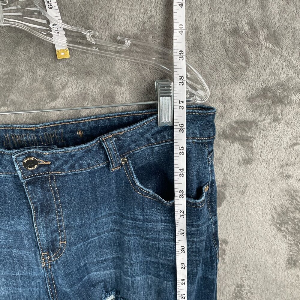 Jennifer Lopez Boyfriend Jeans Womens 14 Medium Wash Distressed Y2K Grunge Retro - Picture 5 of 8